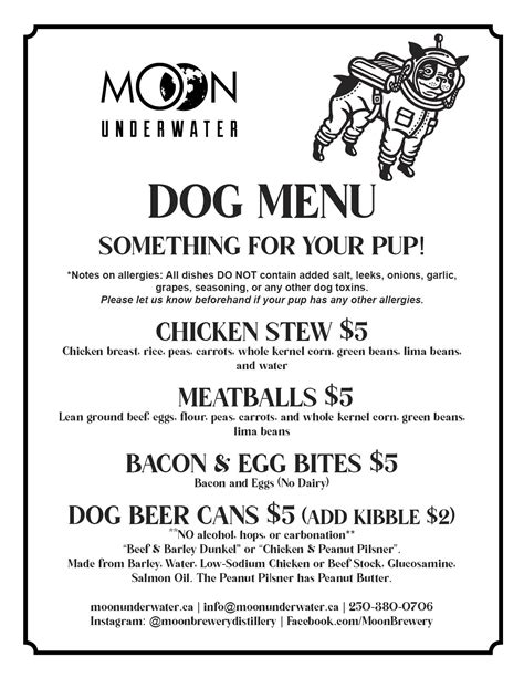 Dog menu